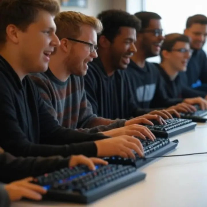 Gracze dzielący się zdjęciami swoich klawiatur gamingowych w społeczności online.